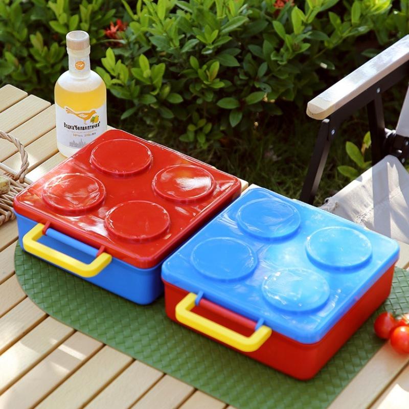 Creative Building Blocks Lunch Box Picnic Salad Bento Box Microwave Available Heating Student School Office Fruit Food Container