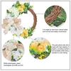 Spring Rattan Wreath Artificial Hydrangea Rose Wreath for Front Door Lifelike