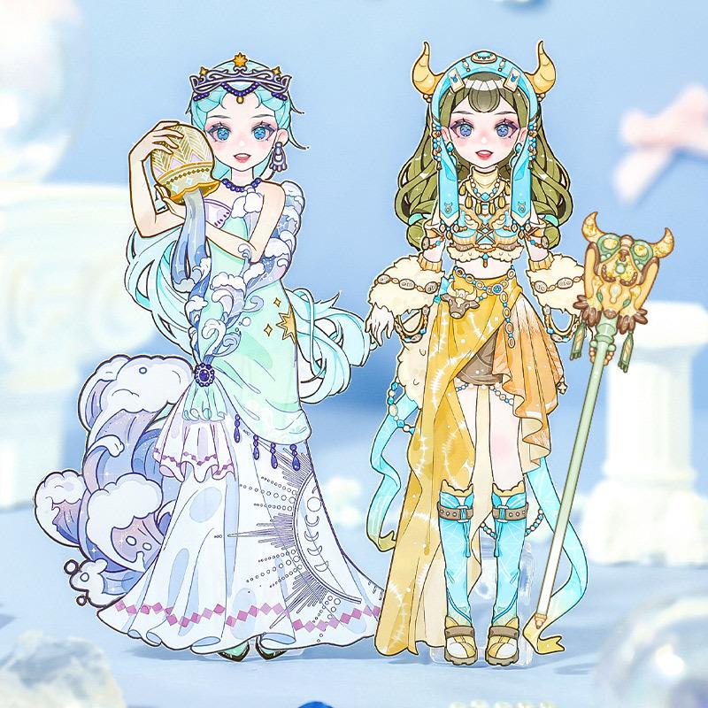 12-Sheet Cartoon Girl Dress-Up Sticker Book, DIY Scenery-Building Sticker Album for Creative Decoration
