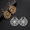 Nordic Vegvisir Compass Earrings Stainless Steel Norse Runes Moon Wicca Pagan Talisman Jewelry Gift for Women