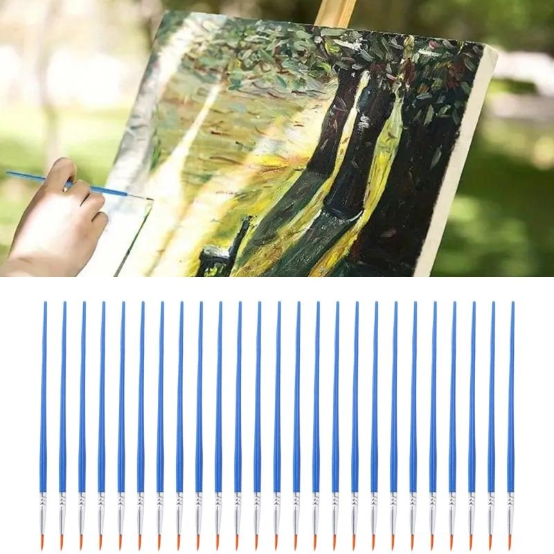 50 Pcs Painting Brushes With Comfortable Grip Pointed Round Flat Paint Brush Drawing Supplies For Artists And Students