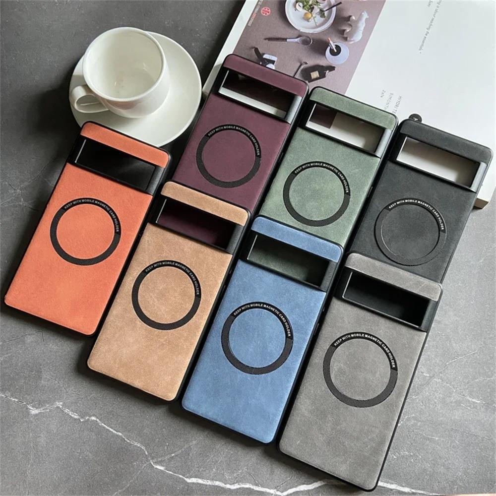 Luxury Business Magsafe Soft Leather Case for Google Pixel 9 7 8 Pro 6 XL 8A 7A 6A Magnetic Wireless Charging Skin Feel Shockproof Protect Cover