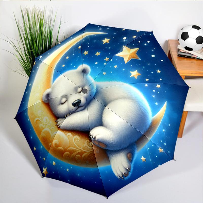Cartoon Teddy Bear Umbrella Automatic Open/close, Sturdy Iron Frame & 8-Rib Struct, Umbrella for Women & Men, Christmas Gifts