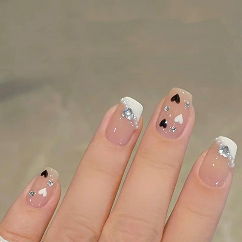 Milky White Heart French Manicure Press-On Gel Nails