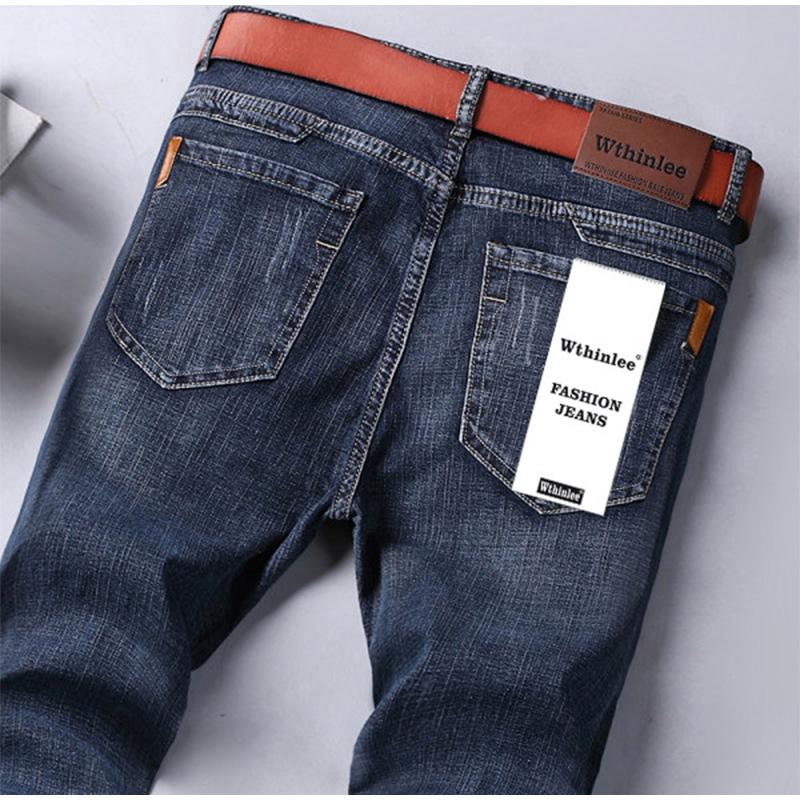 2025 New Spring Autumn Men Classic Jeans Business Fashion Straight Regular Blue Stretch Denim Trousers Men's Smart Jean