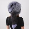 New Fashion Natural Fox Fur Hats for Women Warm Winter Hat with Tail