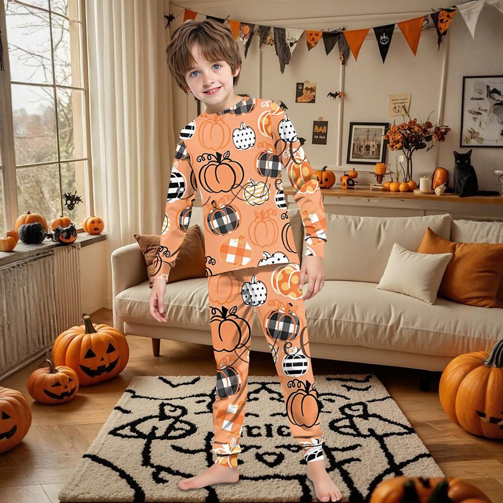Family Matching Print Sets Pajamas Loungewear Outfits Family Matching Long Sleeve Tops+Pants Set