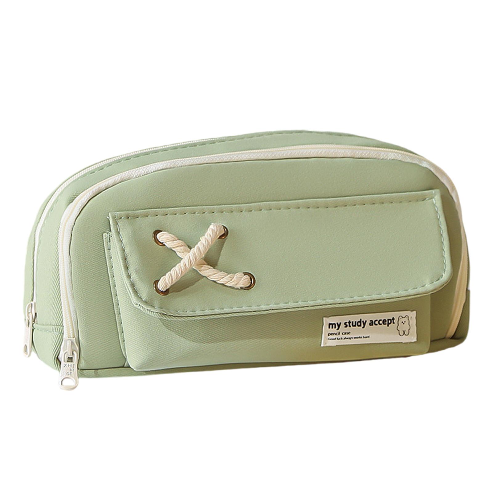 

Пенал для девочек, пенал для канцелярских принадлежностей, косметичка, холщовая сумка для ручек, органайзер для карандашей, канцелярский чехол для школы и офиса зелёный