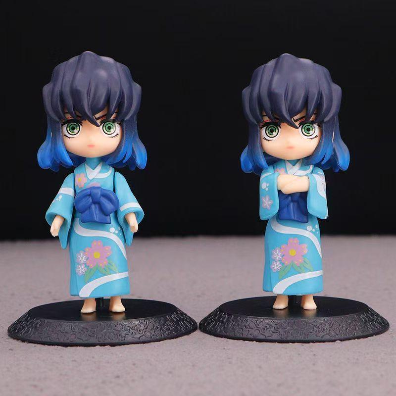 6Pcs/Set Anime  Figure Kimono Tanjirou Zenitsu Kawaii Figure Model Toys Decoration Doll Gift