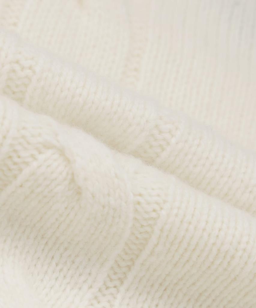 BROOKS BROTHERS Wool Tennis Cable V-Neck Sweater (Ivory) (Bbwnmff402)