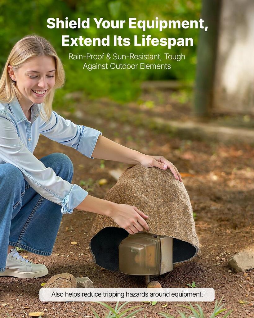 Faux Rock Cover, Outdoor Fake Rock Well Pump Cover, Realistic Natural Texture, Lightweight & Weather-Resistant Artificial Boulder for Landscaping