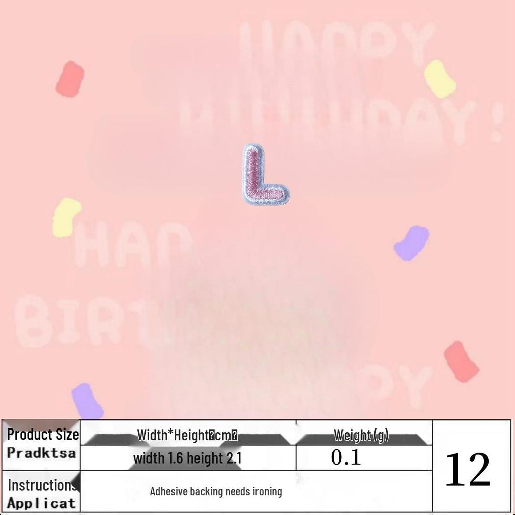 Pink English Alphabet Embroidered Iron-On Cloth Patch