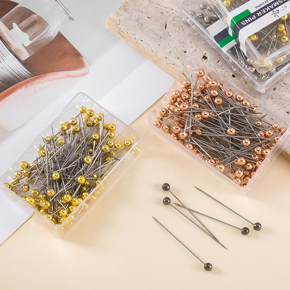 100Pcs/Box Stainless Steel Round Bead Positioning Big Head Needle Patchwork Pin Sewing Positioned DIY Sewing Tool Jewelry Making