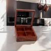 Wooden Spice Box with 4 Partitions & Spoon, Spice Container for Kitchen, Masala Dabba, Namakdani for Kitchen