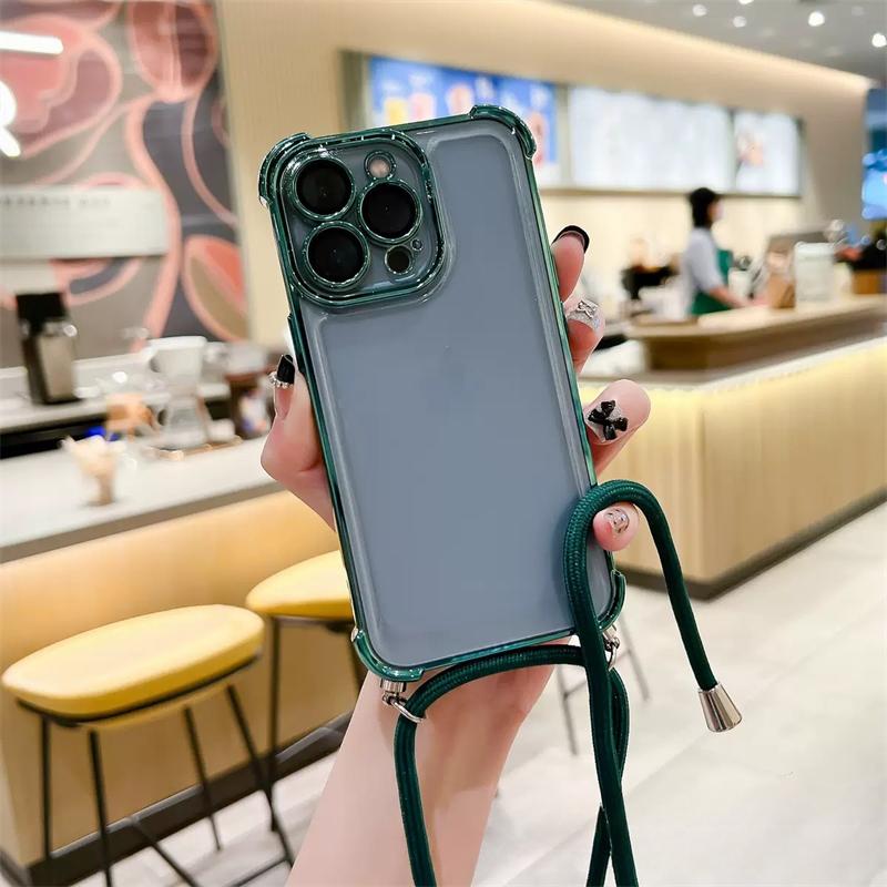 Luxury Shockproof Phone Case For iPhone 16 15 11 12 13 14 Pro Max Xs XR 7 8 Plus SE 16e Crossbody Lanyard Strap Rope Pop Bumper