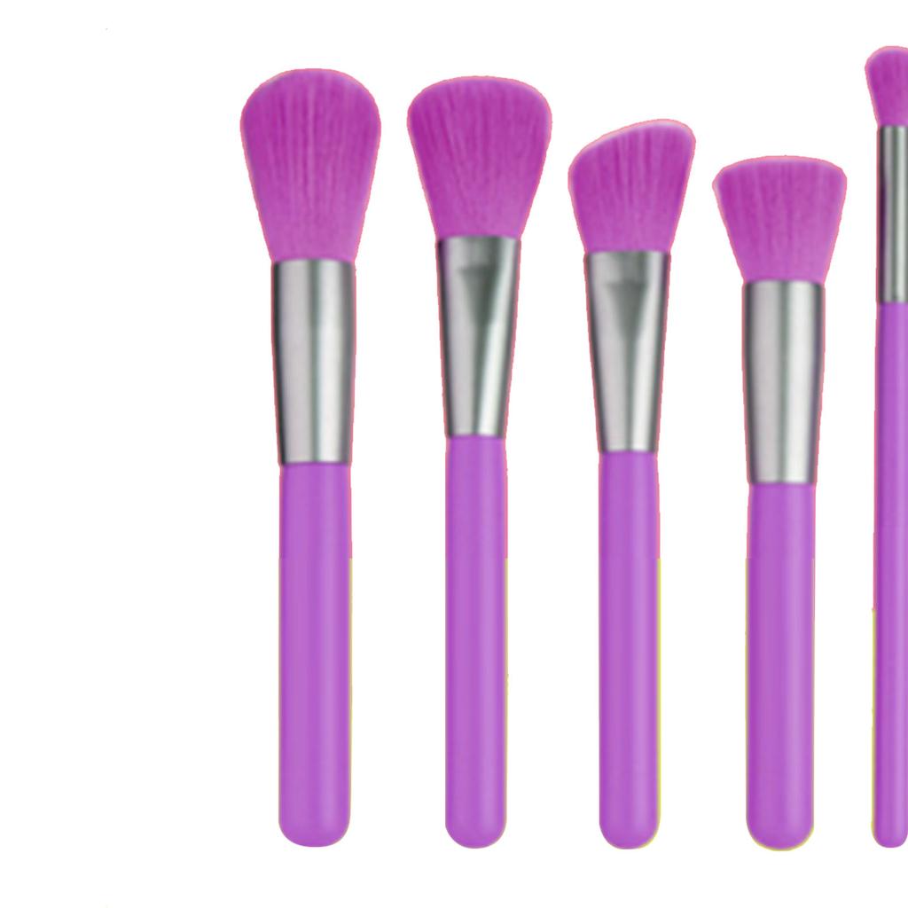 Makeup Brush Set Soft Bristles Wooden Handle Portable Face Makeup Brushes for Women Purple 10pcs
