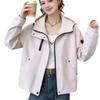Womens Short Hooded Windbreaker Jacket Casual Loose Fit Oversized Coat