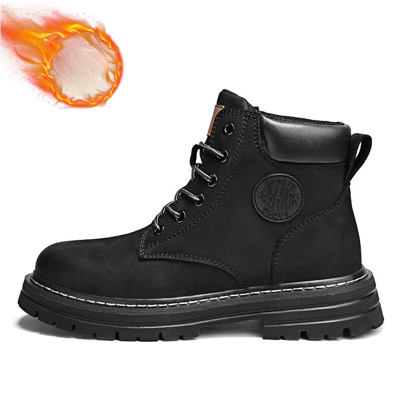 

Женские рабочие ботинки из кожи с толстой подошвой, увеличивающие рост, мужская обувь для мотоциклистов, рабочая одежда для улицы, высокие ботинки по щиколотку 44