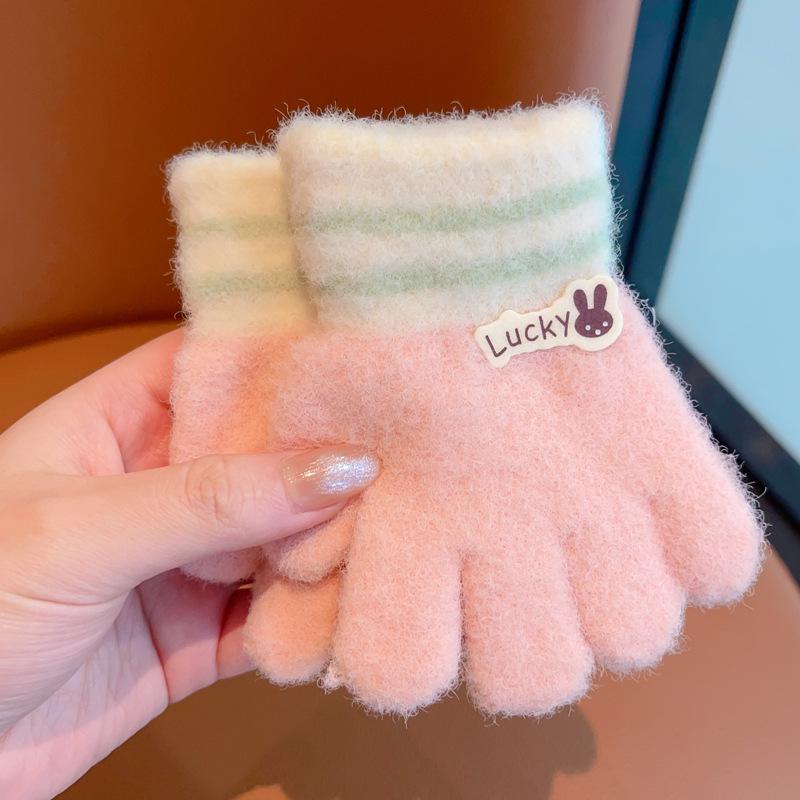 Winter Warm Children's Gloves: Cute, Thickened Five-Finger for Boys & Girls Aged 1-3