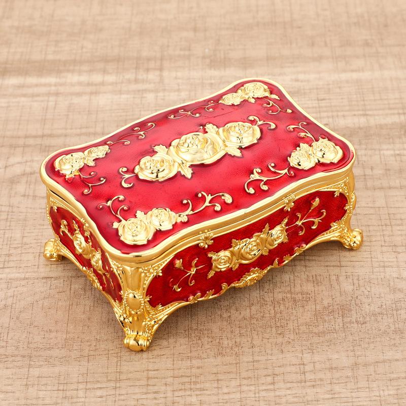 European Style China Zinc Alloy Jewelry Box for Ring Necklace Earrings Storage Wedding Dressing Table