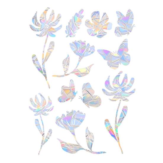 

1 Sheet Suncatcher Window Cling Waterproof PVC Colorful Rainbow Prism Anti-collision Bird Alert Static Shop Window Glass Decoration Decal J