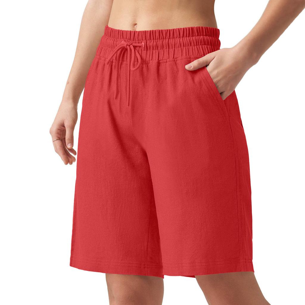 Women's Fashion & Casual High-Waisted Bermuda Shorts — Wide-Leg, Drawstring, With Pockets