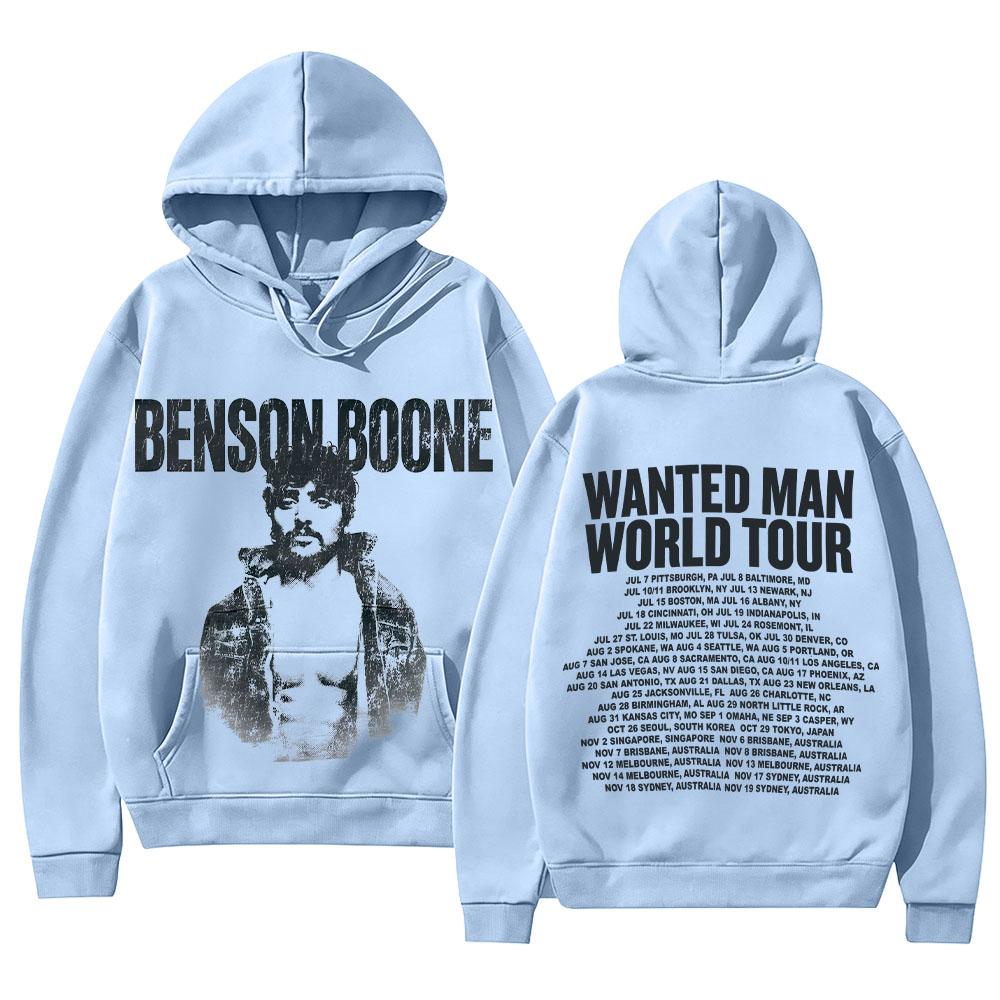 Benson Boone Merch Sweatshirts Wanted Man Asche Hoodie Mode High Street Kapuzenpullover Unisex Vintage Ästhetik Grafikdruck Pullover
