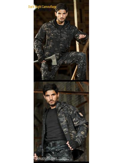 Hanye Sharkskin Softshell Camouflage Windbreaker for Men & Women - Breathable Outdoor Tactical Training Suit
