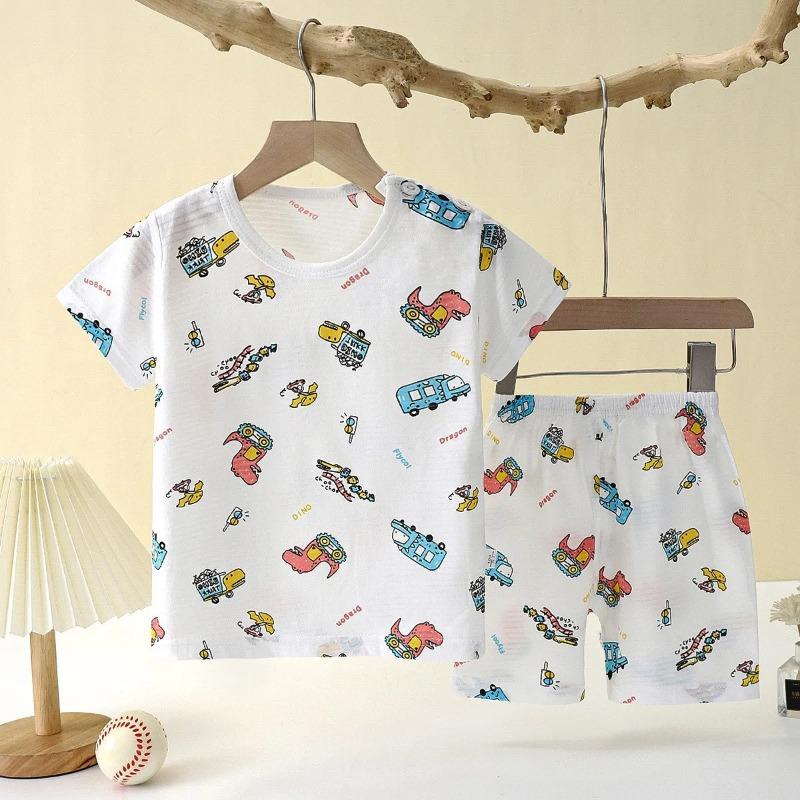 Children's Clothing Summer Short Sleeve Home Sleepwear Children Sets Kids Clothes Boy Girl T-shirt Shorts Cotton Suit Baby