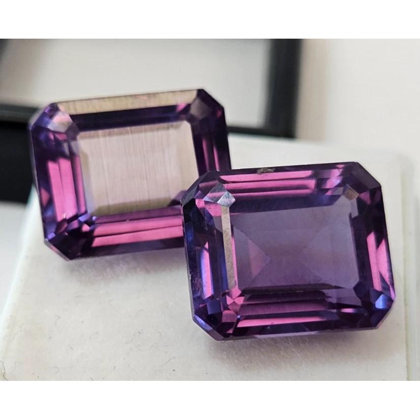 Emerald Cut Natural Color Changing Alexandrite 12-13 Ct Pair Stunning Gemstone