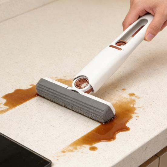 1/2Pcs Mini Mop Deep Cleaning Small Gaps Sponge Head Small Mop with Rotating Brush One-Hand Squeeze Water Absorption Handheld Mop