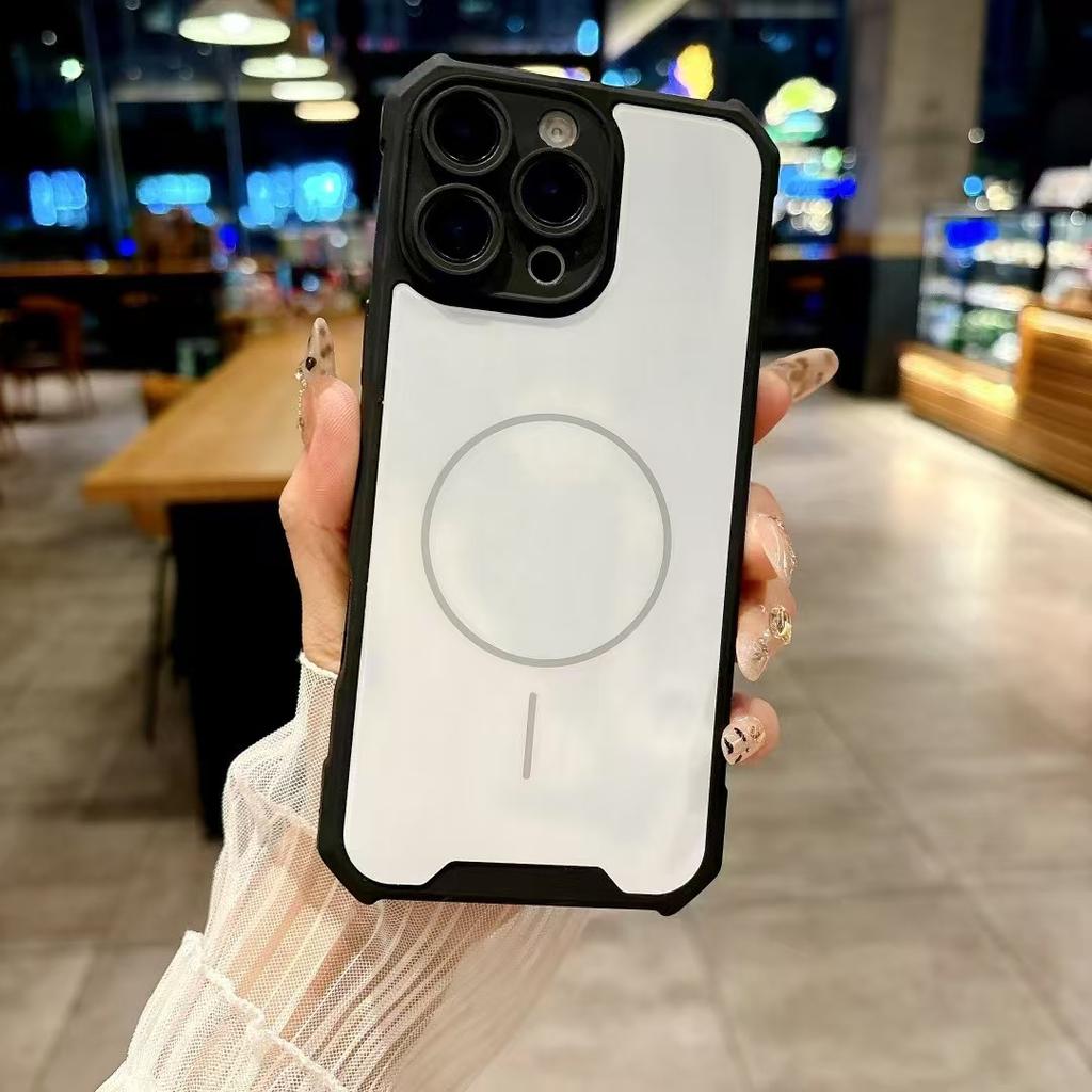 Suitable for IPhone16 Mobile Phone Case Four Corner Anti-fall Thin Circle Magnetic Suction Apple 15/14 Full-inclusive Protective Case