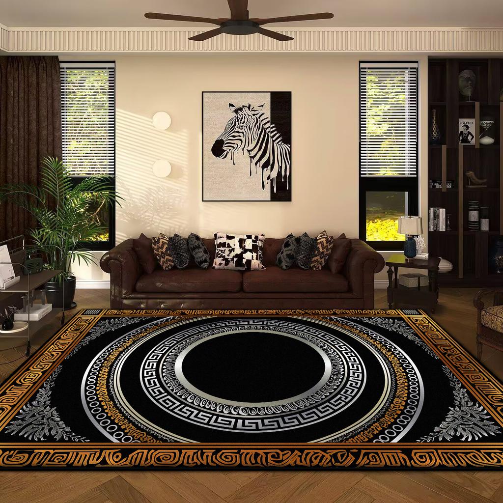Black Luxury Decoration Home Marble Carpet Non-slip Chinese Style Large Area Rugs Washable Large Rug Parlor Bath mat Living Room