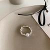 Handmade Irregular Pearl Elastic Ring for Women - Versatile, Trendy Index Finger Jewelry with Unique Personality