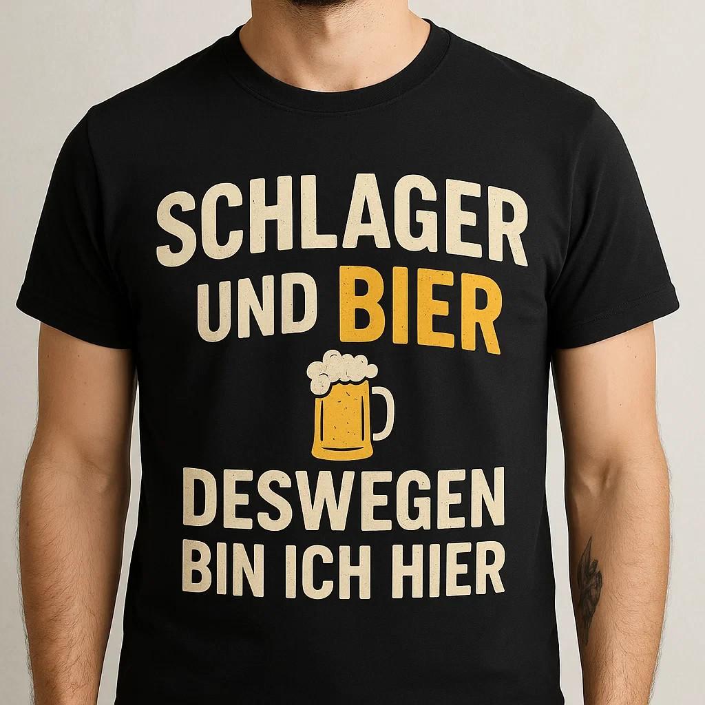 SCHLAGER AND BEER THAT'S WHY I'M HERE T-Shirt Fun Jokes Funny SayingsOpens In a New Window or Tab