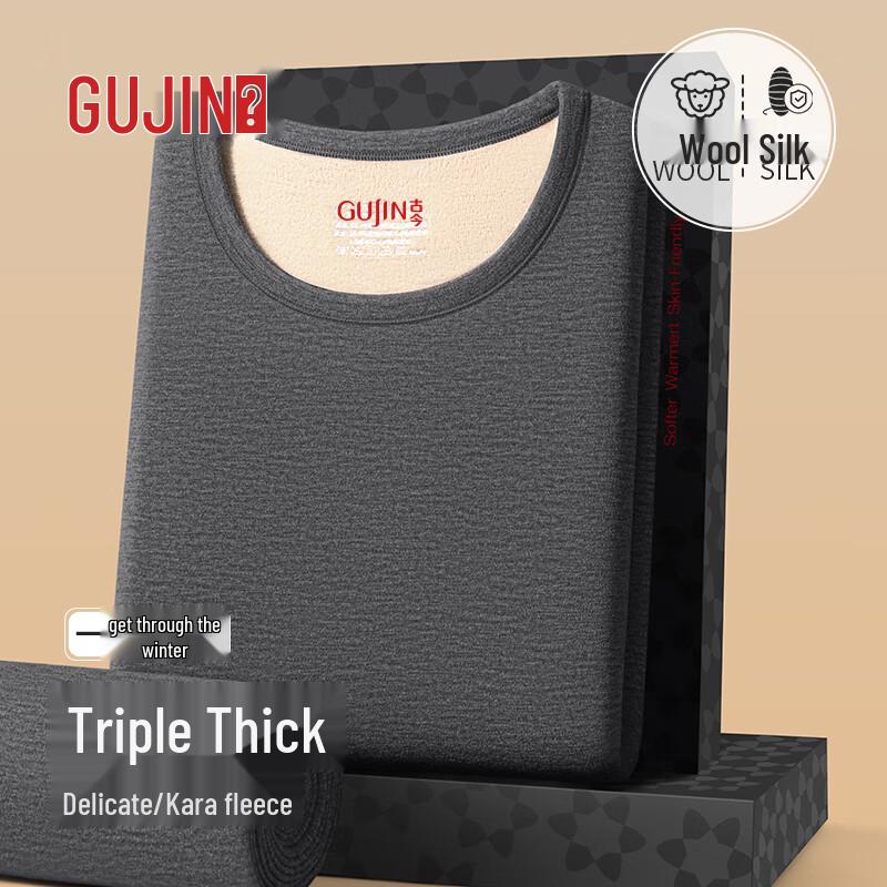 

GUJIN Men s Ultra-Thick Coral Fleece Thermal Underwear Set XL (50-65kg)
