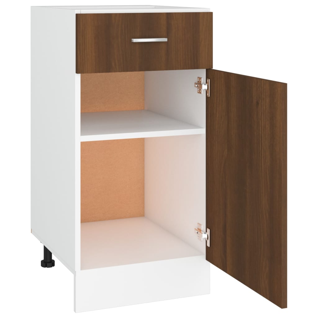 Vidaxl Base Cabinet With Drawer, Brown Oak, 40X46X81.5 Cm