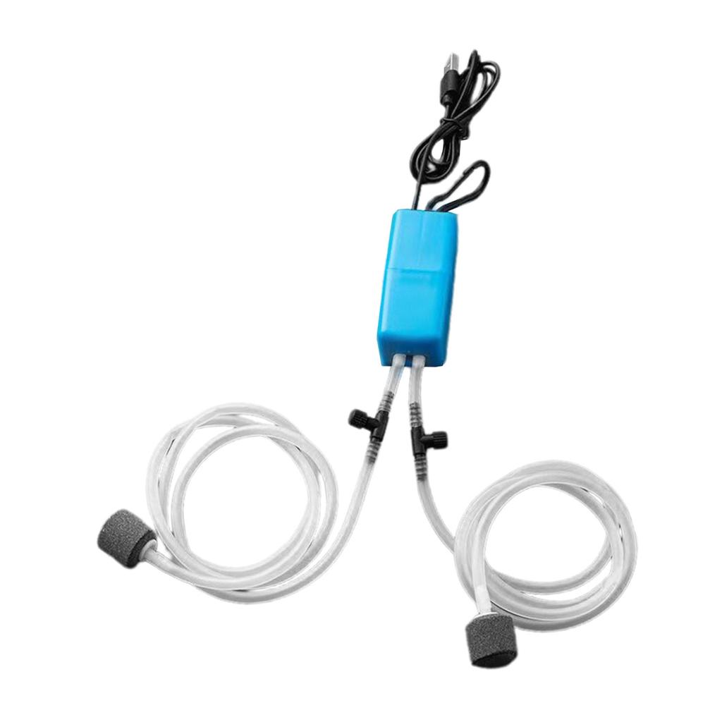 Pompa Ossigeno USB per Pesci Portatile Silenziosa Doppia Uscita Pompa Ossigeno per Pesca Acquario Domestico