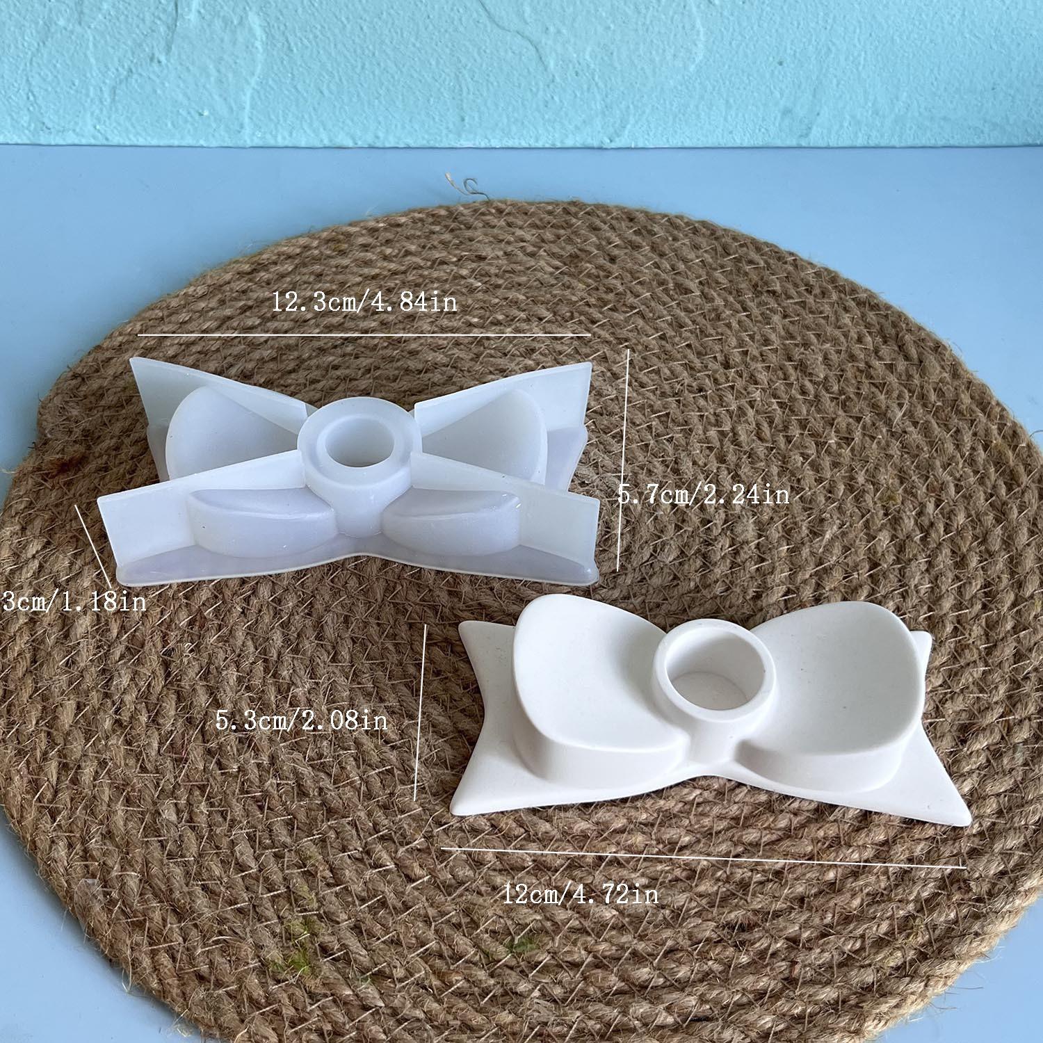 

3D Форма для подсвечника в виде банта, силиконовая, для DIY, украшения для ужина, галстук-бабочка, изготовление подсвечников, формы для литья из гипса и смолы, домашний декор белый