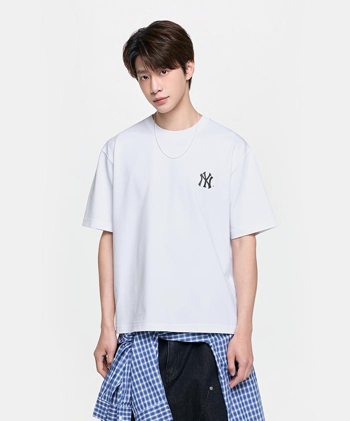 Emelbi Vintage Sportive Cursive Graphic Short Sleeve T-Shirt Ny (White)