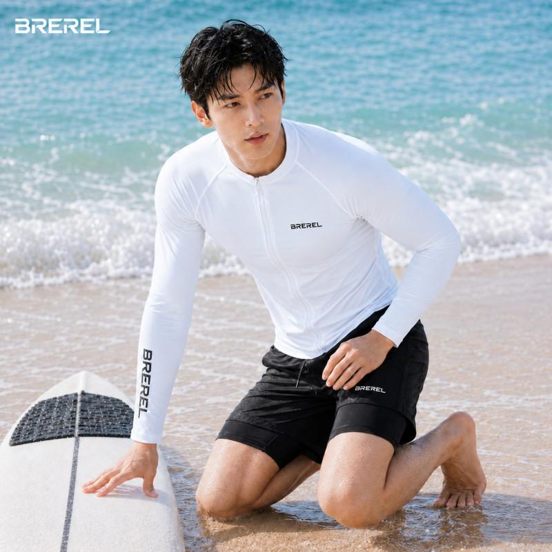 Heren UV-Bescherming Rash Guard Set Lange Mouw Zwemshirt Sneldrogende Boardshorts Snorkelen Surfen Kajakken
