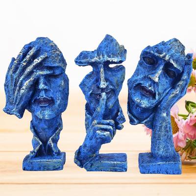 Resina Volto Umano con Mano sulla Bocca Soprammobile con Base per Decorazione Casa | Articoli Decorativi per la Stanza | Articoli per la Decorazione della Casa