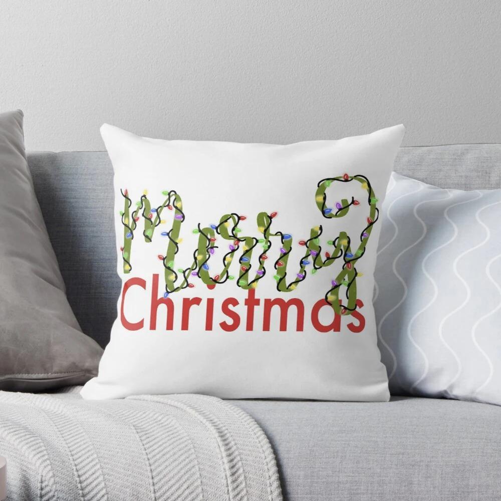 Merry Christmas Decoration Home Pillowcase Cushion Cover Holiday 40X40Cm Modern Living Room Sofa Bed Autumn Hat White