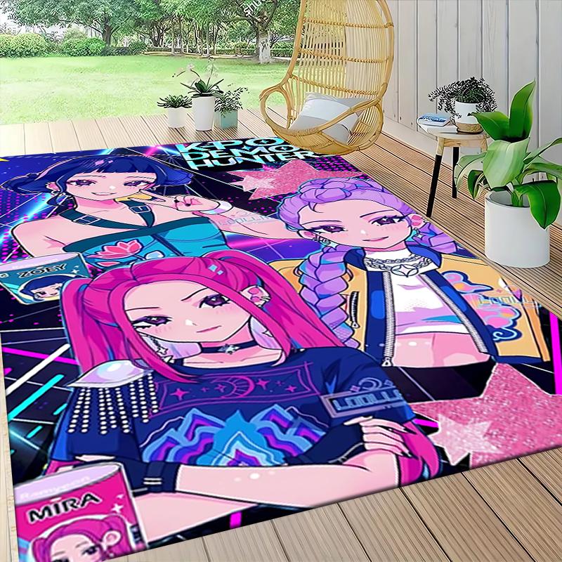Kpop Demon Hunters Carpet Rug Soft Washable Antislip Home Living Room Sofa Mats Personalized Christmas Rug