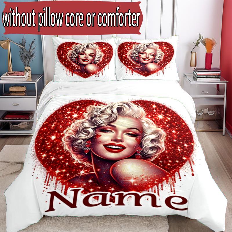 3pcs Duvet Cover Set (1*Duvet Cover + 2*Pillowcase, Without Core), Custom Name Singer Pattern Bedding Set, Home Bedroom Decor Gift
