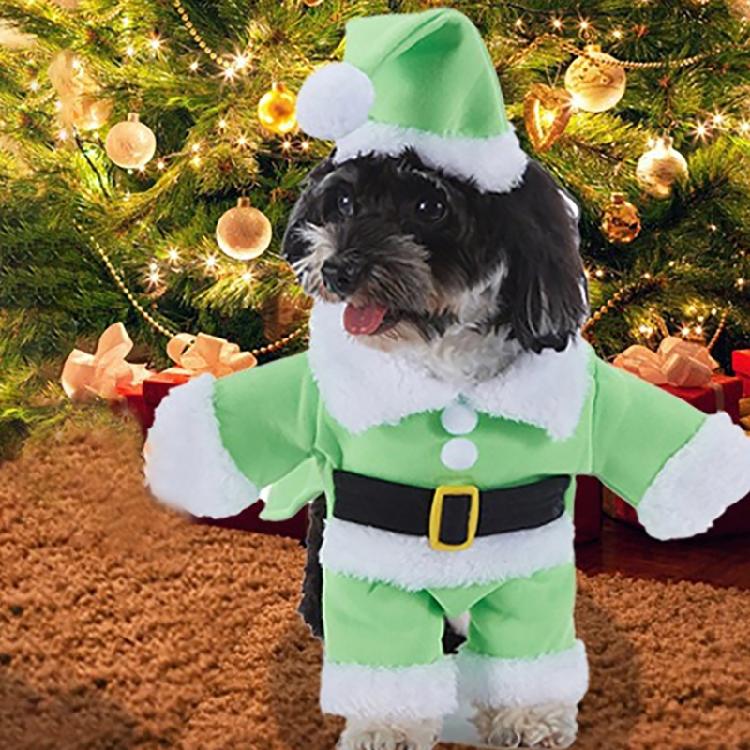 Lovely Christmas Outfit for Dog Cats Santa Costume Jumpsuit Hat Set Pet Festival Costume Theme Party Photoshooting Props