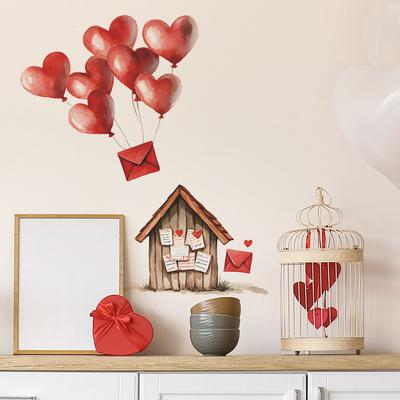 Valentine's Day Heart-shaped Balloon Cabin Bedroom Living Room Home Background Beautification Wall Stickers