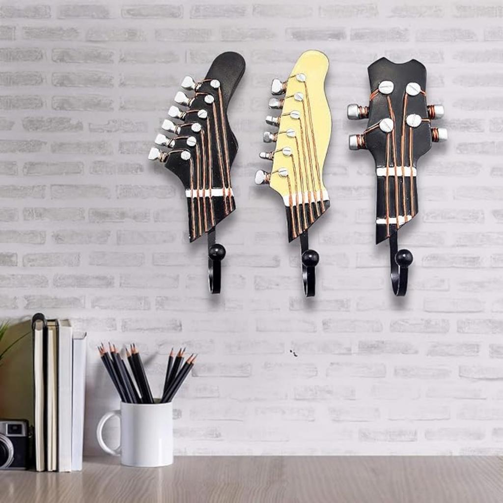 Decorative Hooks Gifts for Music Lovers, Guitar Music Decor, for Wall Hanging Clothes Coats Towels Keys Hats, Wall Mounted Heavy Duty