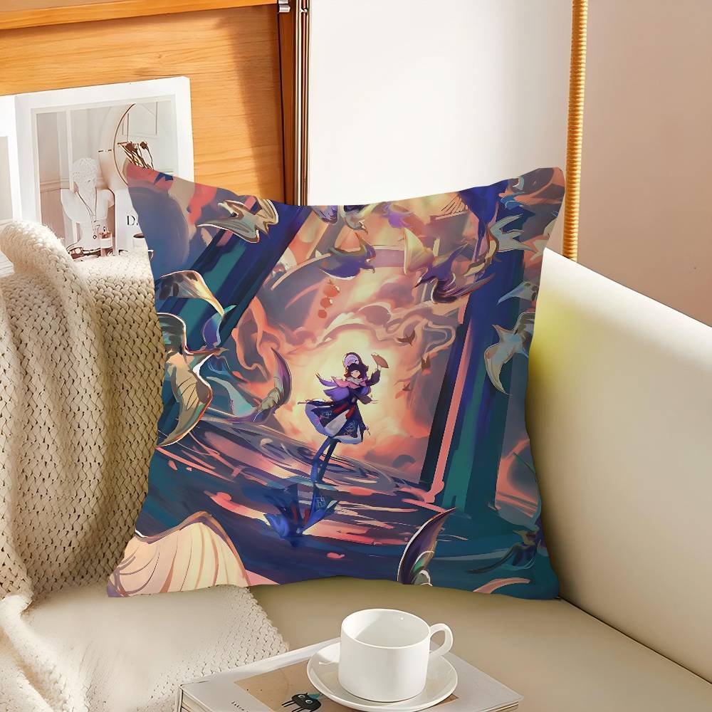 Genshin Yun-Jin Cushion Cover Pillow Cover Decor Pillowcase Printed Cushion Case For Couch