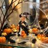 Seasonal Home Interior Decorations Halloween Witch Pumpkin Resin Figurine, Vintage Hand-Painted Ornament, Spooky Tabletop Hand Painted Holiday